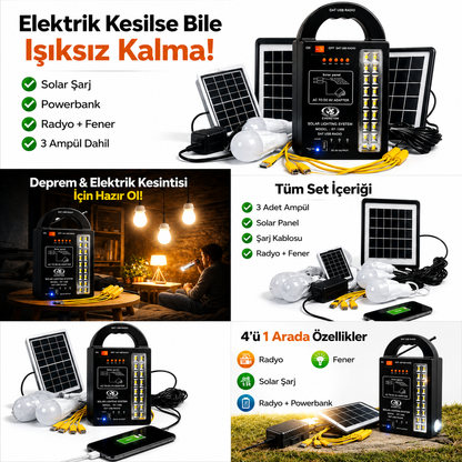 Güneş Enerjili  Acil Durum Afet ve Deprem  Seti