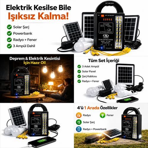 Güneş Enerjili  Acil Durum Afet ve Deprem  Seti