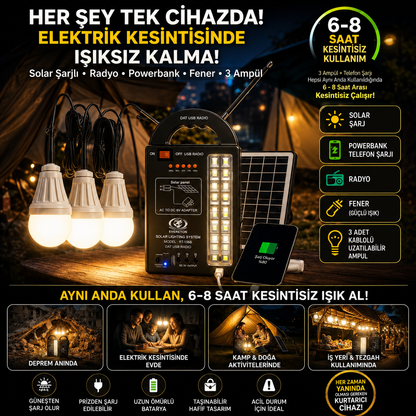 Güneş Enerjili  Acil Durum Afet ve Deprem  Seti